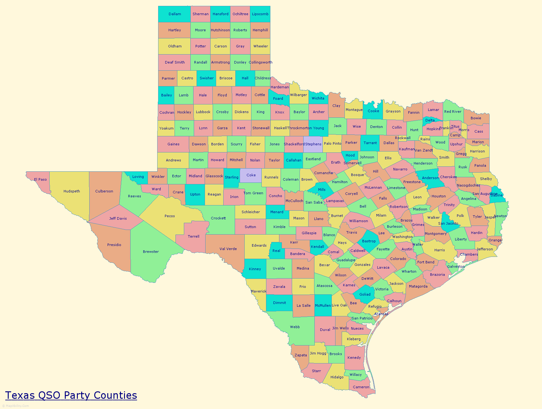 Texas QSO Party Multiplier Map